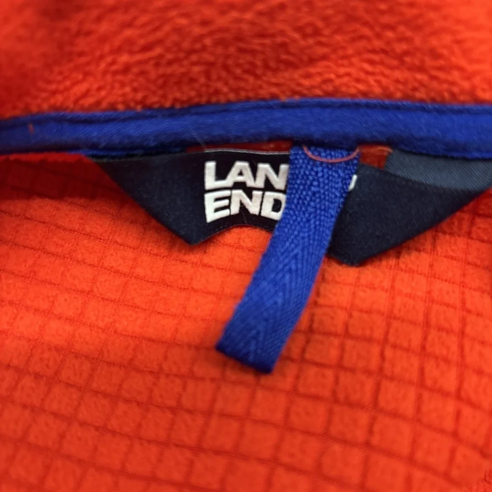 Women's Lands End Orange Fleece Full zip Size 14-16‎ Lg